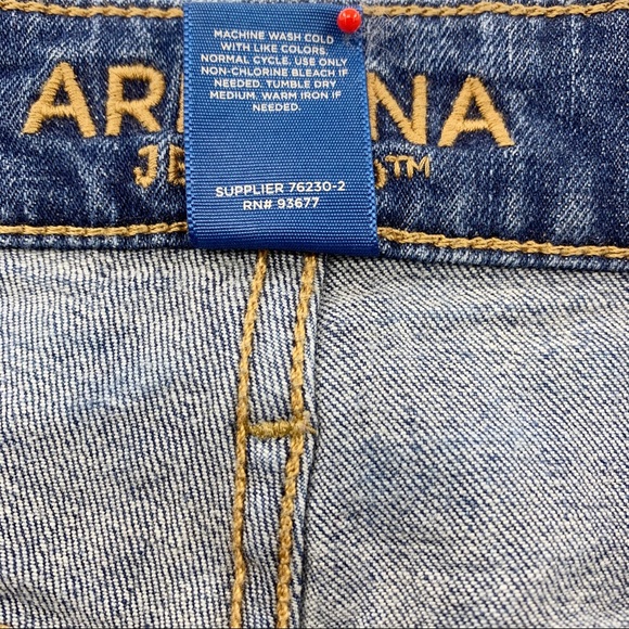High Rise Zipper Sides Distressed Denim Stretch Blue Jean Shorts by Arizona - Picture 10 of 11
